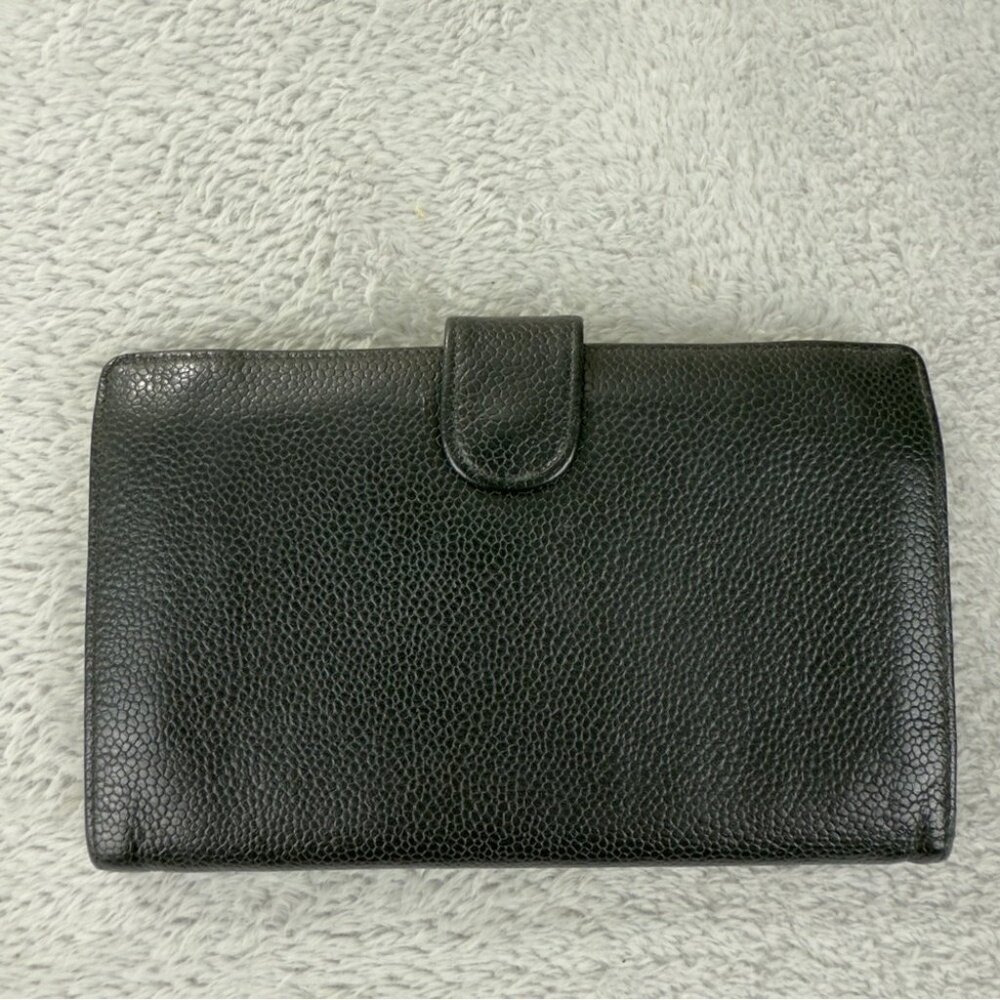 CHANEL CC Logo Grained Calfskin Leather Bifold Wallet Black - Picture 13 of 16